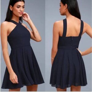 Lulu’s Forevermore Navy Blue Skater Dress | XL